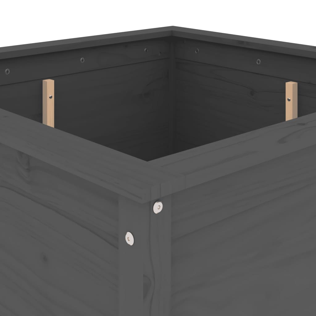 Hageplantekasse grå 82,5x82,5x78 cm heltre furu