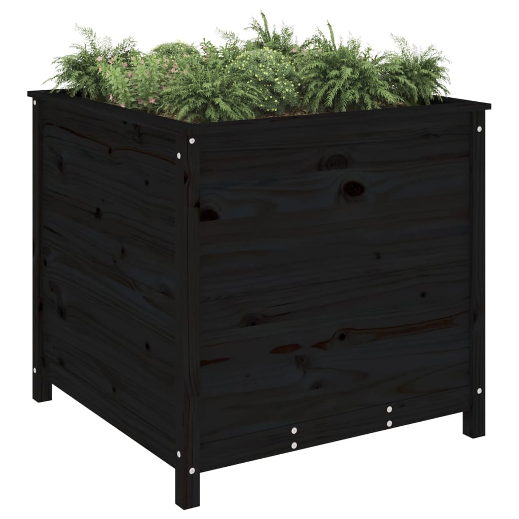 Hageplantekasse svart 82,5x82,5x78 cm heltre furu