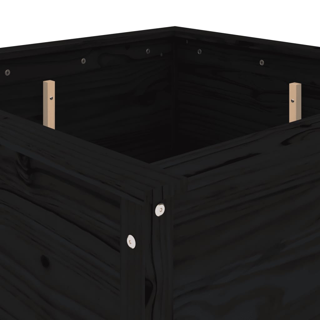 Hageplantekasse svart 82,5x82,5x78 cm heltre furu