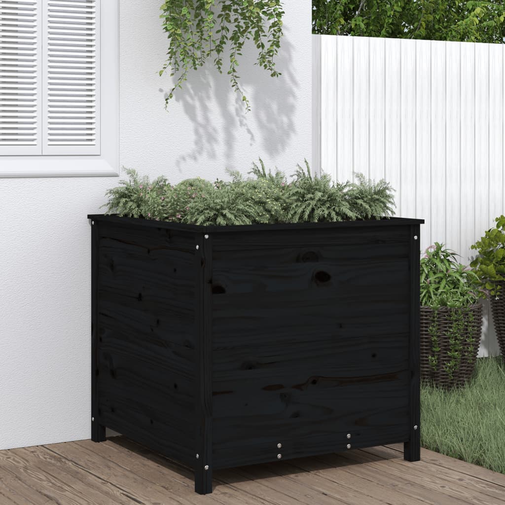 Hageplantekasse svart 82,5x82,5x78 cm heltre furu