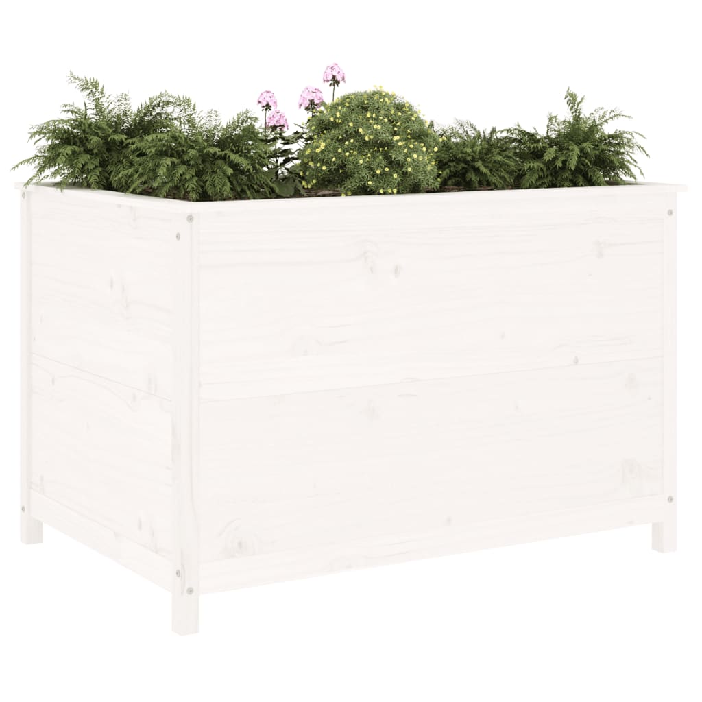 Høybed for hage hvit 119,5x82,5x78 cm heltre furu