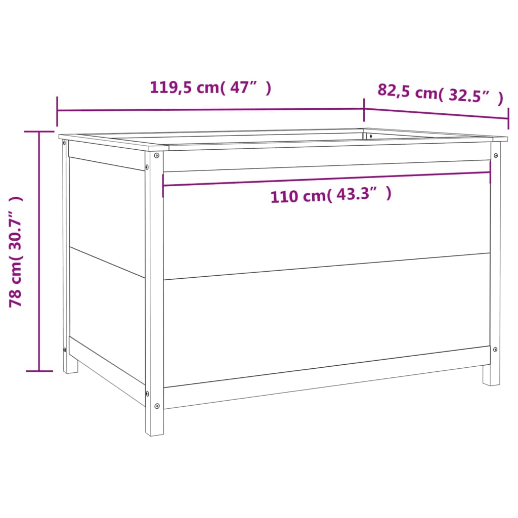 Høybed 119,5x82,5x78 cm heltre douglasgran