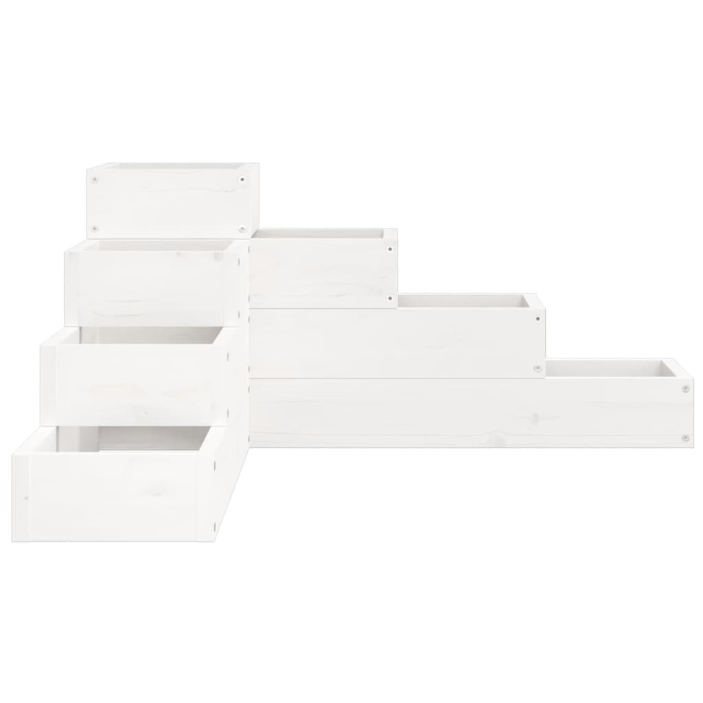 Hageplantekasse 4 etasjer 80,5x79x36 cm hvit heltre furu