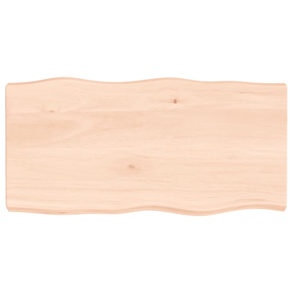 Bordplate 80x40x(2-6) cm ubehandlet heltre eik naturlig kant