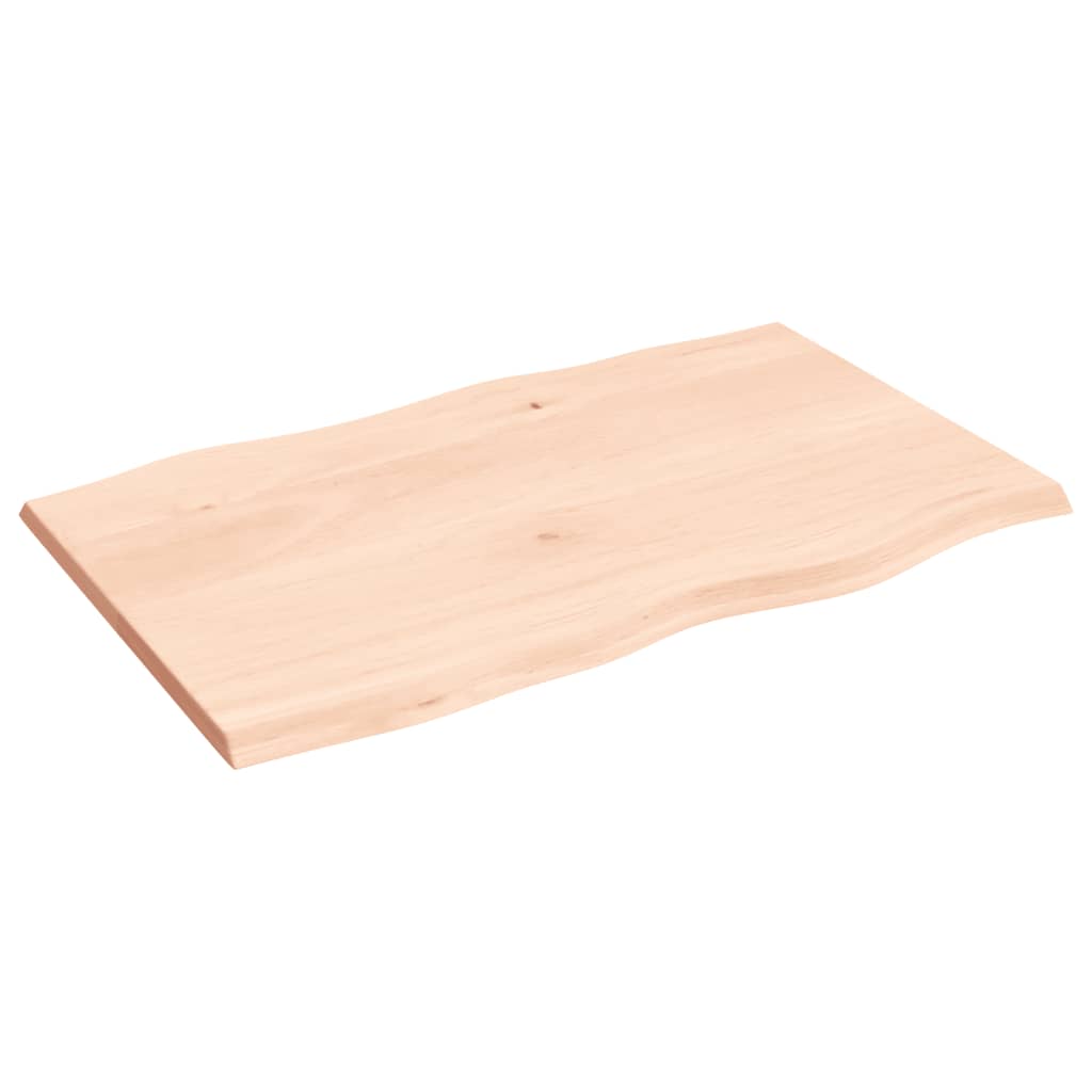 Bordplate 80x50x2 cm ubehandlet heltre eik naturlig kant