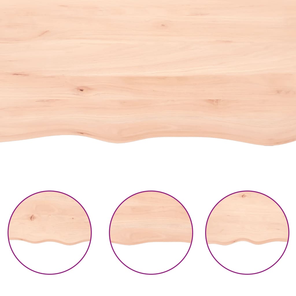 Bordplate 80x60x2 cm ubehandlet heltre eik naturlig kant