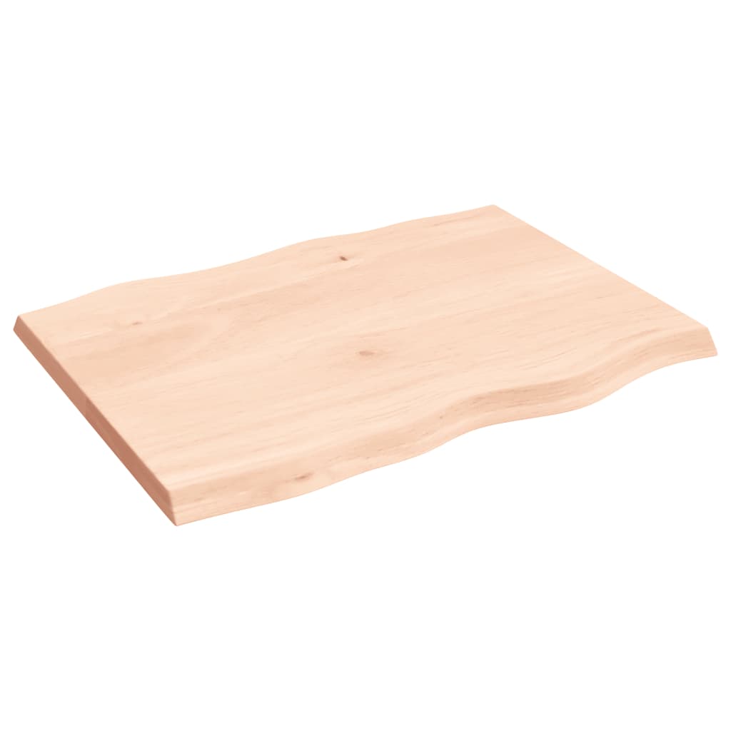 Bordplate 80x60x(2-4) cm ubehandlet heltre eik naturlig kant
