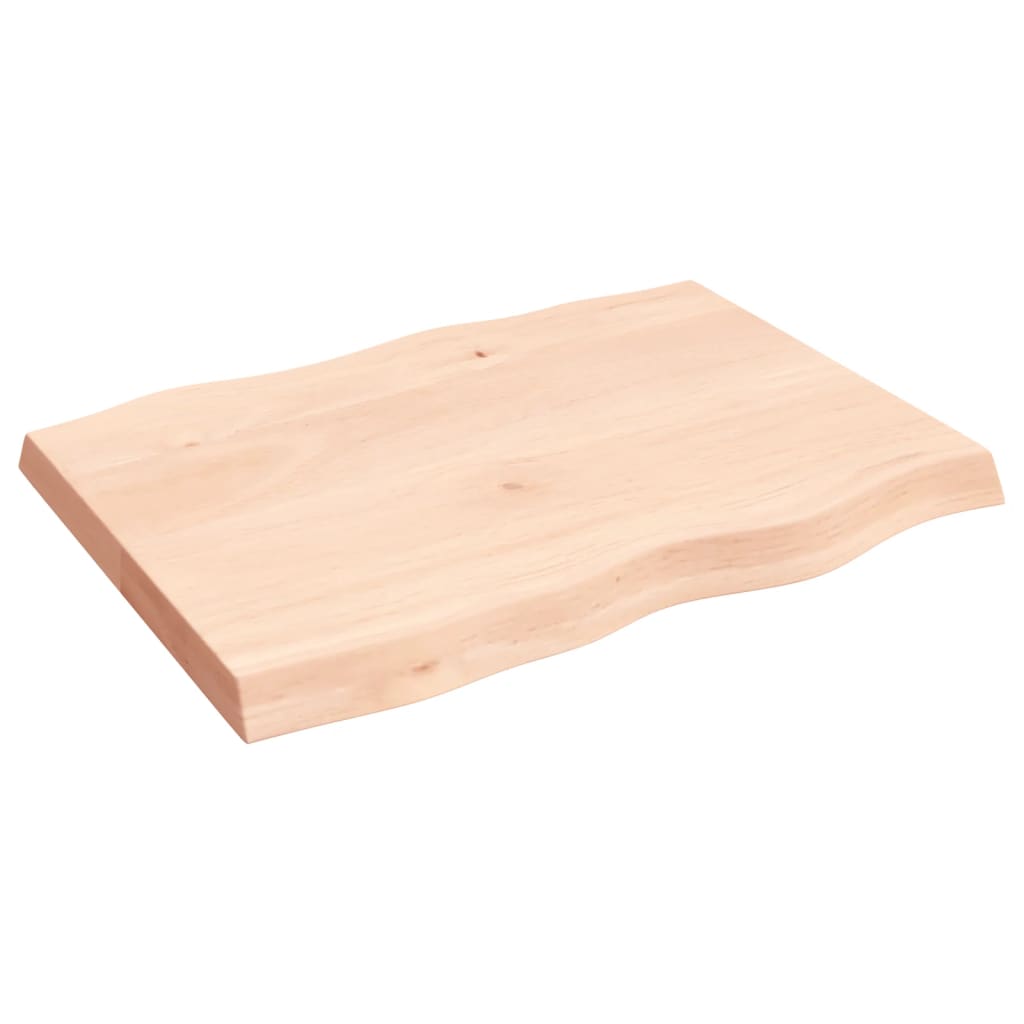 Bordplate 80x60x(2-6) cm ubehandlet heltre eik naturlig kant