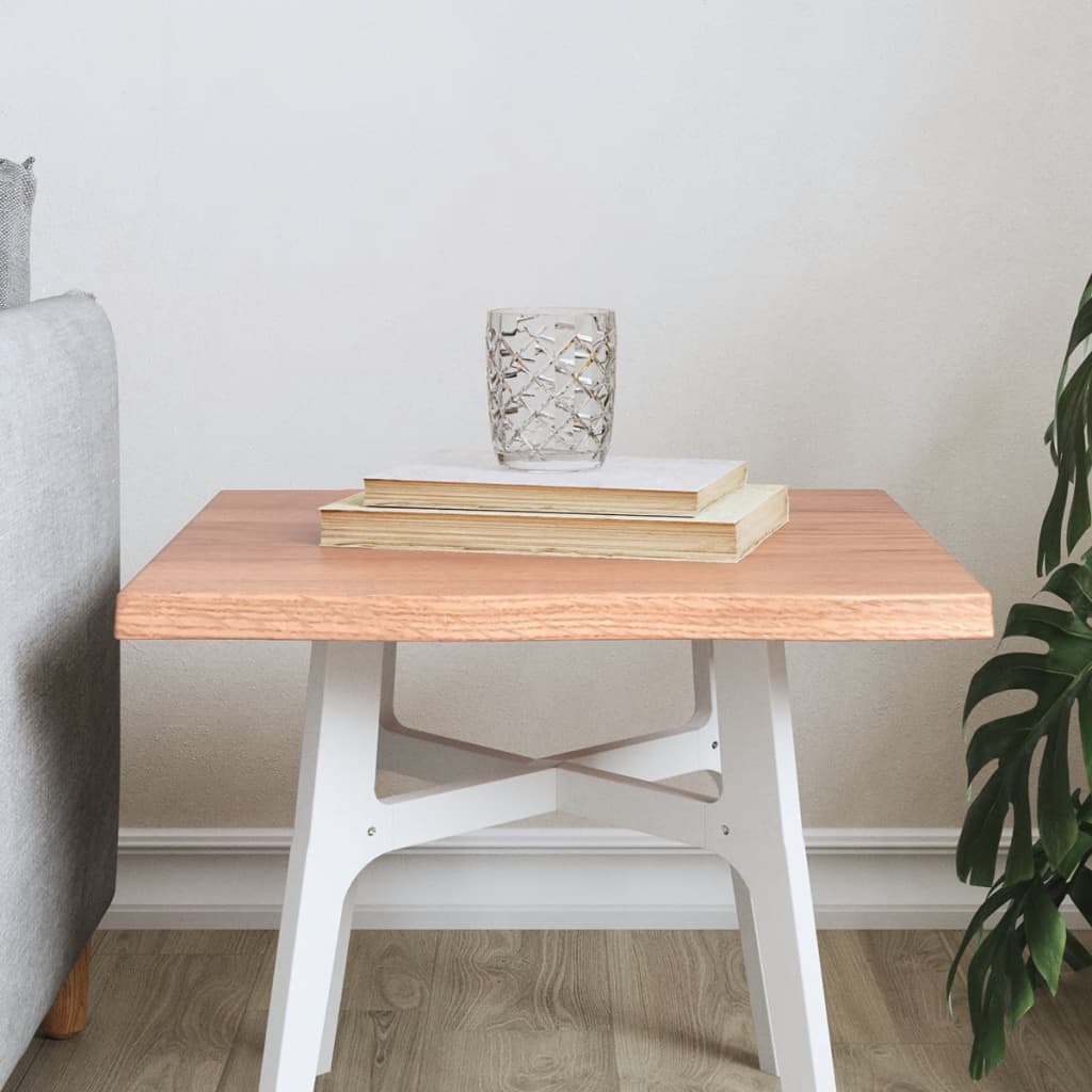 Bordplate lysebrun 40x40x2cm behandlet heltre eik naturlig kant