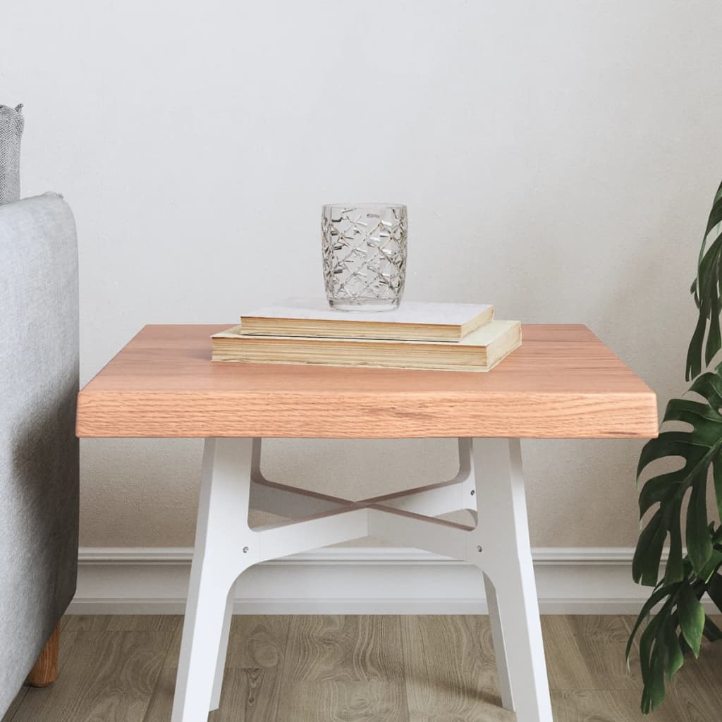 Bordplate lysebrun 40x40x(2-4)cm behandlet heltre naturlig kant