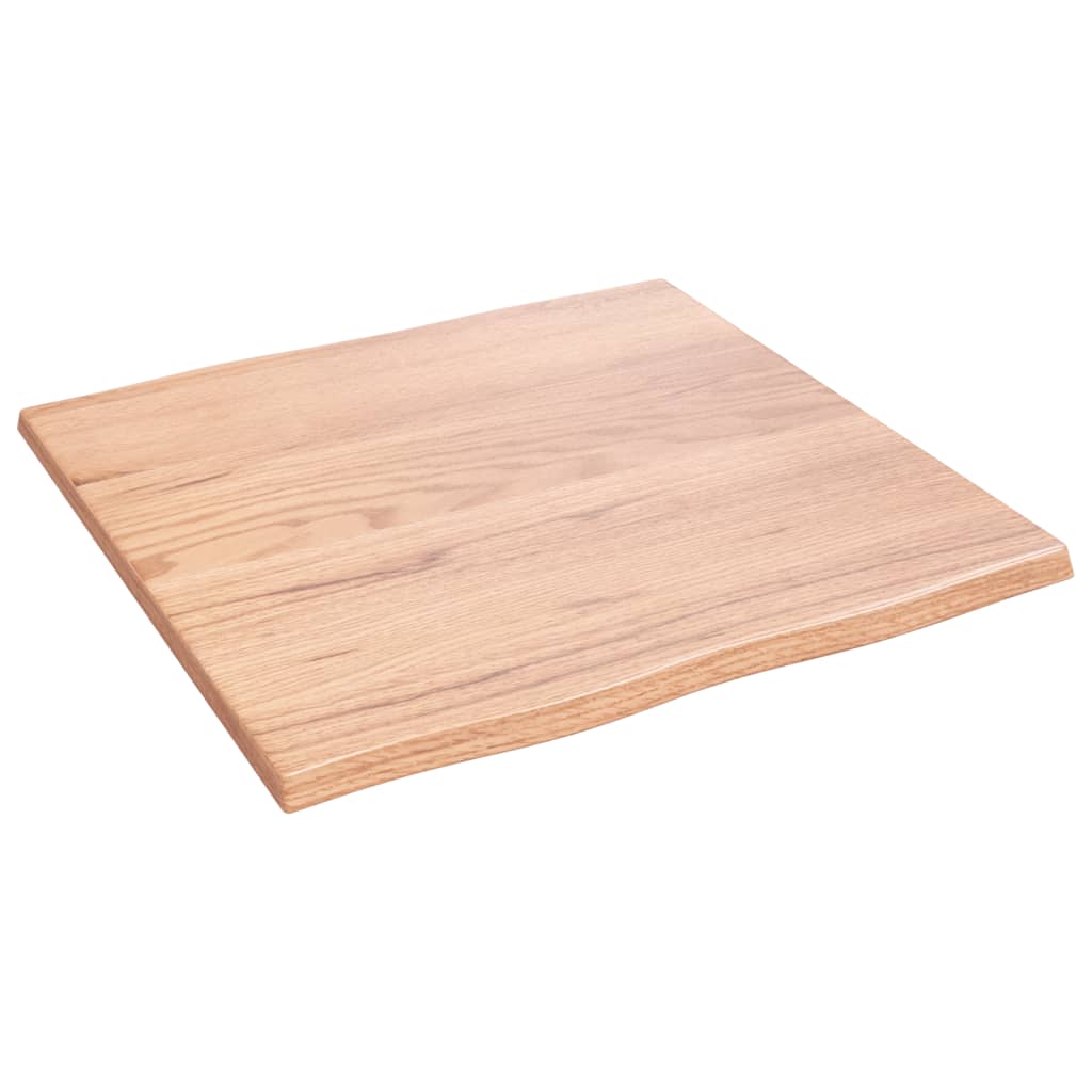 Bordplate lysebrun 60x60x2cm behandlet heltre eik naturlig kant