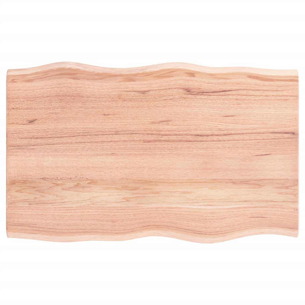 Bordplate lysebrun 80x50x2cm behandlet heltre eik naturlig kant