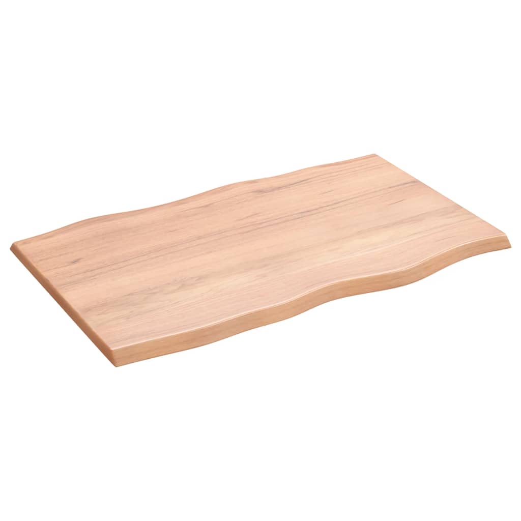 Bordplate lysebrun 80x50x2cm behandlet heltre eik naturlig kant