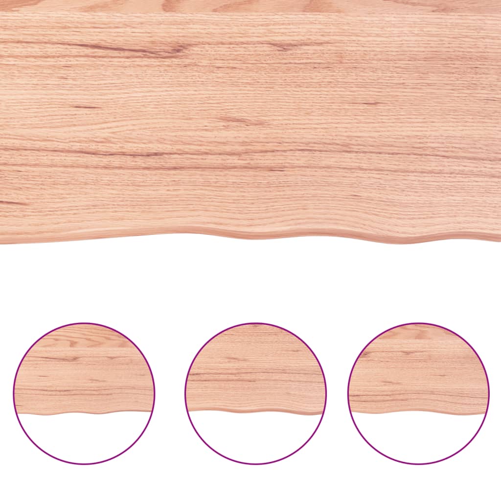 Bordplate lysebrun 80x50x(2-4)cm behandlet heltre naturlig kant