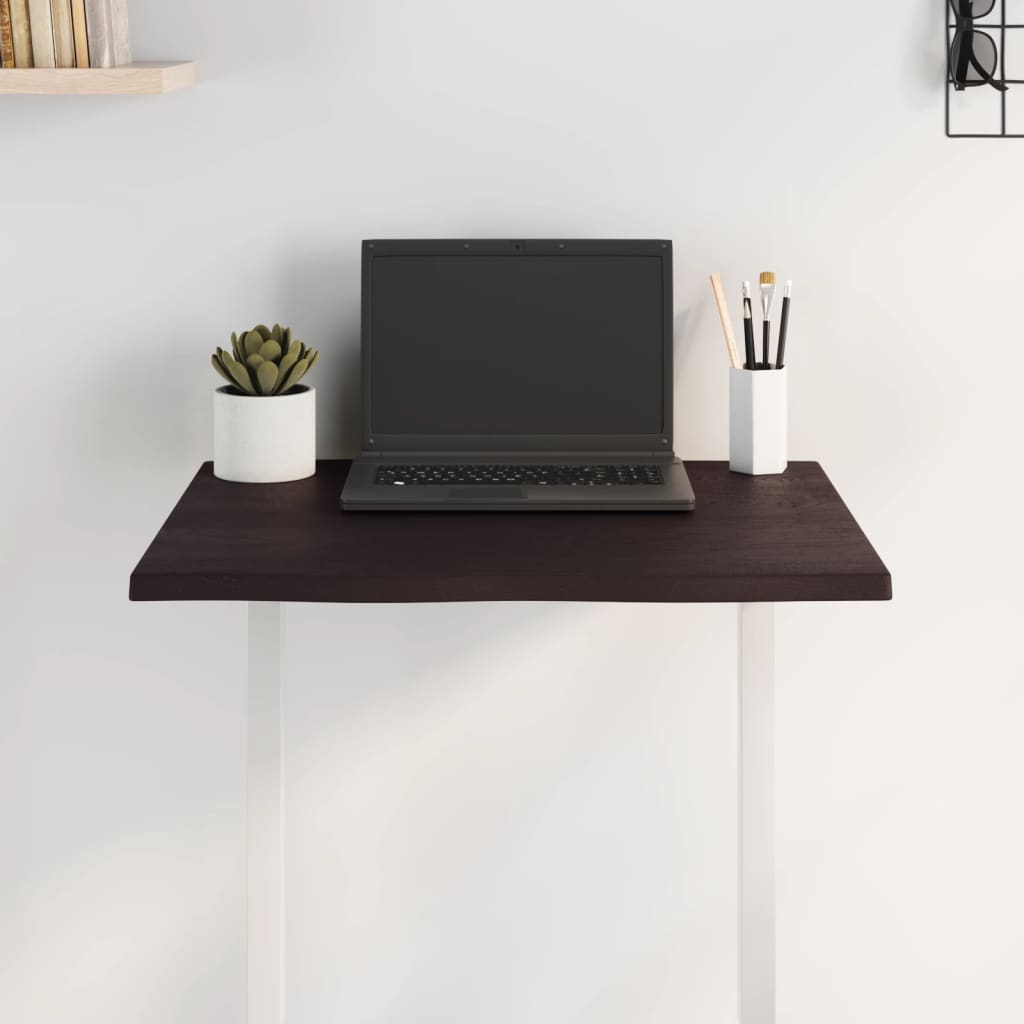 Bordplate mørkebrun60x40x2cm behandlet heltre eik naturlig kant