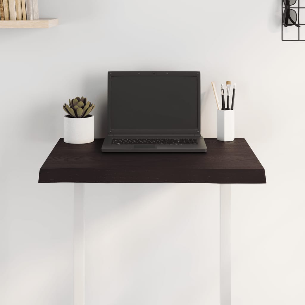Bordplate mørkebrun60x40x(2-4)cm behandlet heltre naturlig kant