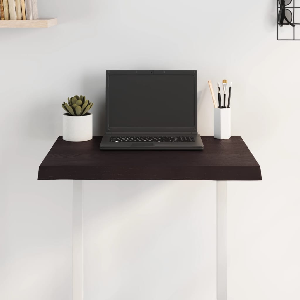 Bordplate mørkebrun60x50x(2-4)cm behandlet heltre naturlig kant