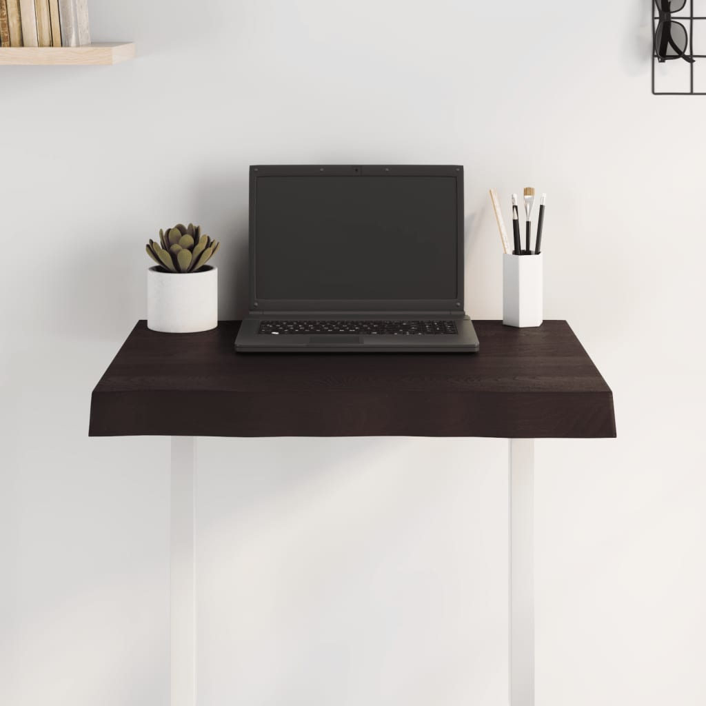 Bordplate mørkebrun 60x50x(2-6) cm behandlet heltre naturlig