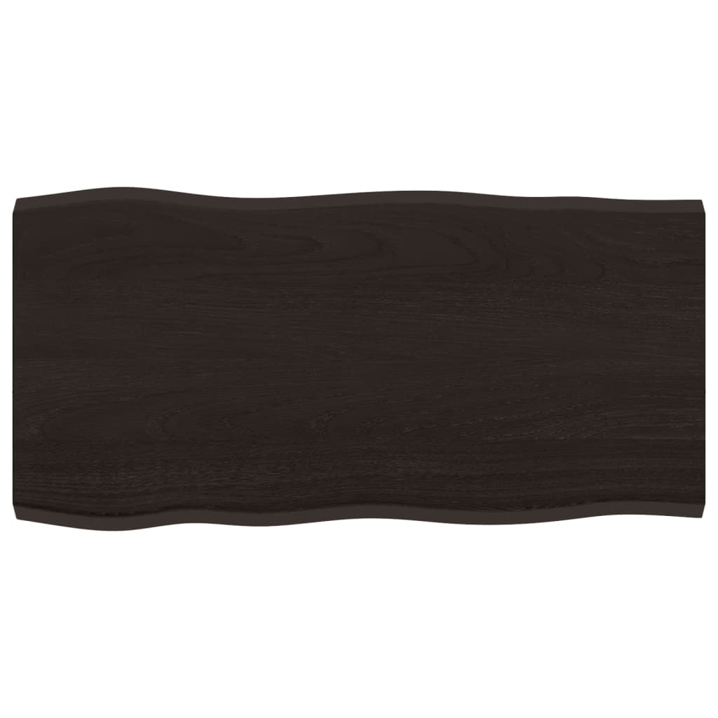 Bordplate mørkebrun80x40x2cm behandlet heltre eik naturlig kant
