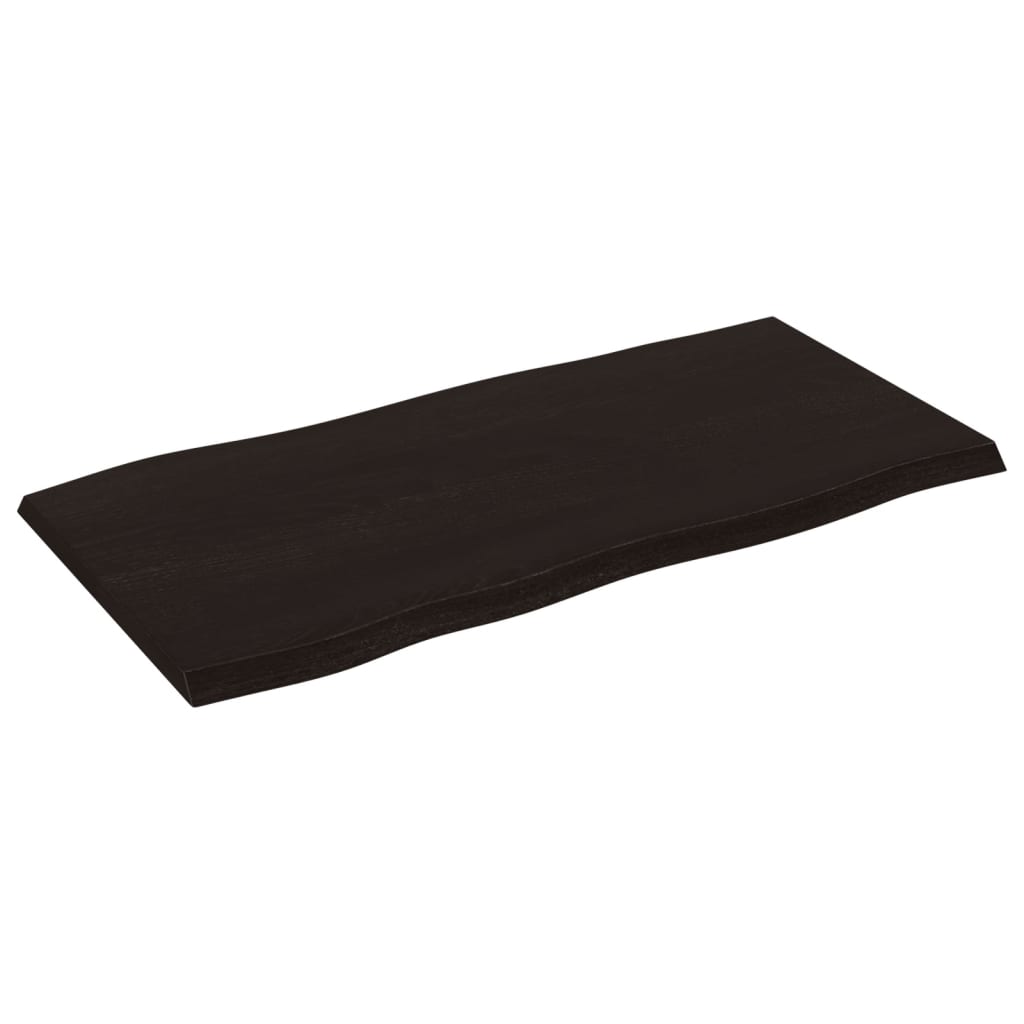 Bordplate mørkebrun80x40x2cm behandlet heltre eik naturlig kant