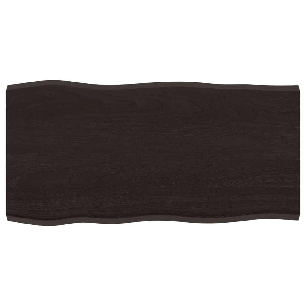 Bordplate mørkebrun80x40x(2-4)cm behandlet heltre naturlig kant