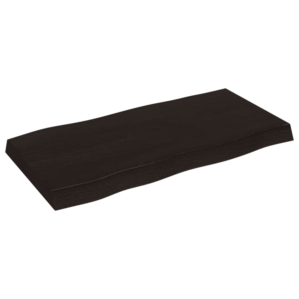 Bordplate mørkegrå 80x40x6cm behandlet heltre eik naturlig kant