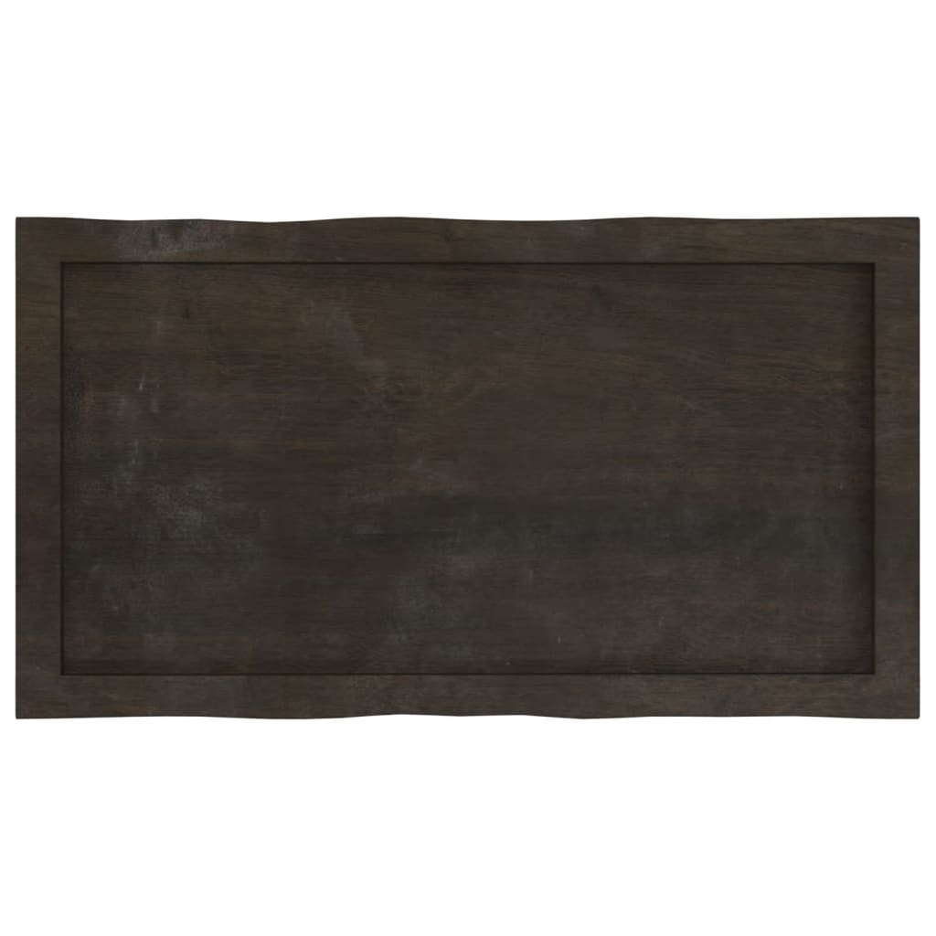 Bordplate mørkegrå 80x40x6cm behandlet heltre eik naturlig kant