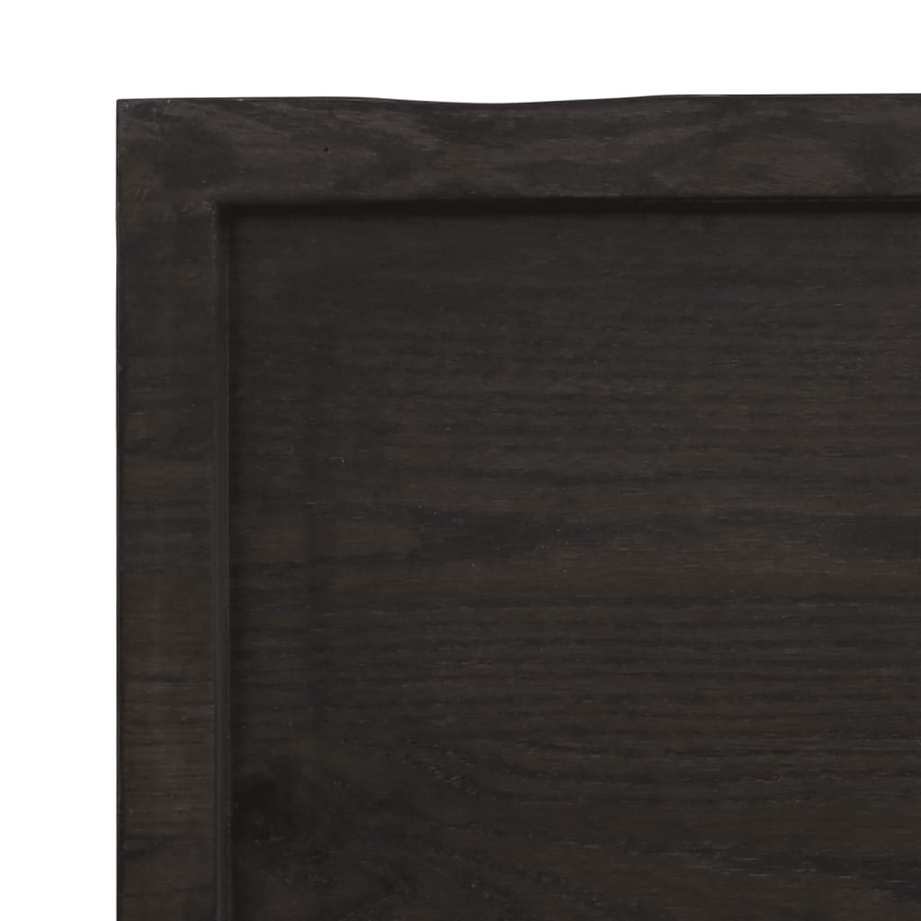 Bordplate mørkegrå 80x40x6cm behandlet heltre eik naturlig kant
