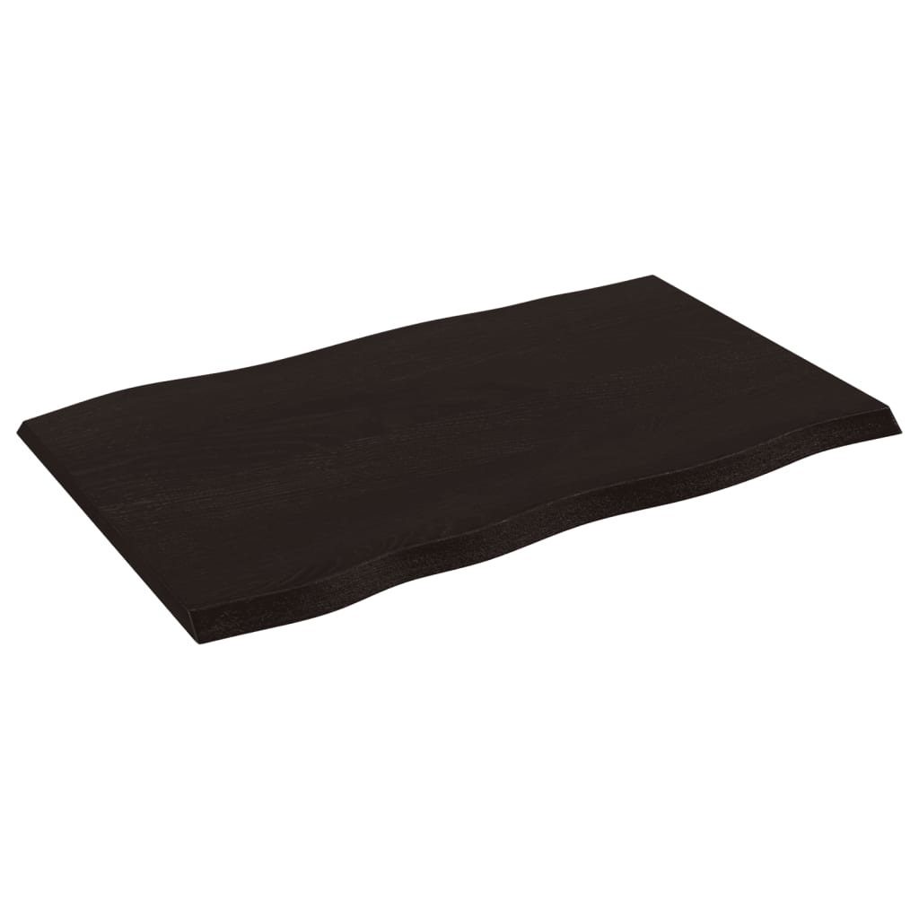 Bordplate mørkegrå 80x50x2cm behandlet heltre eik naturlig kant