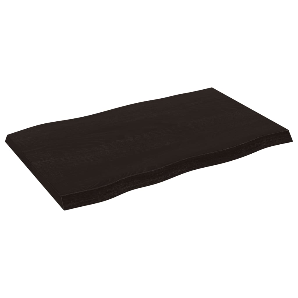 Bordplate mørkegrå 80x50x4cm behandlet heltre eik naturlig kant