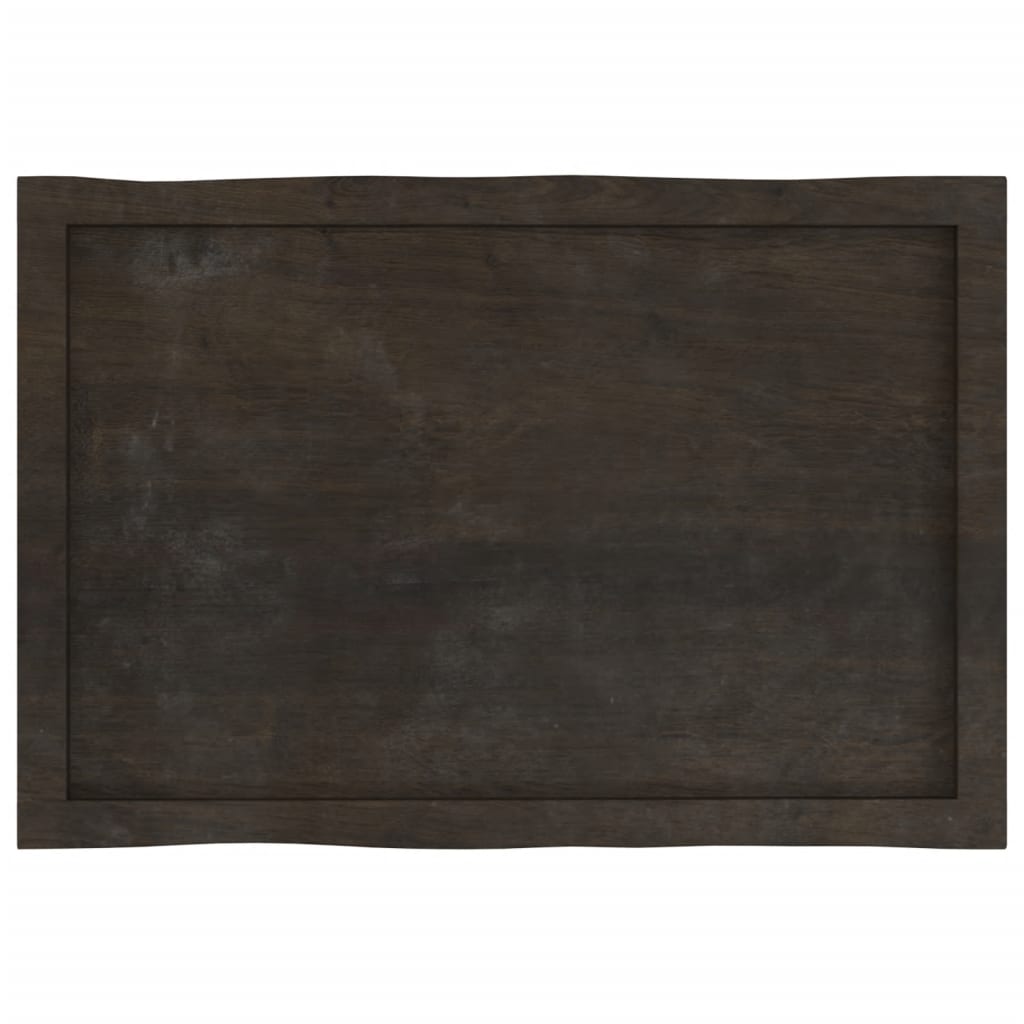 Bordplate mørkegrå 80x50x4cm behandlet heltre eik naturlig kant