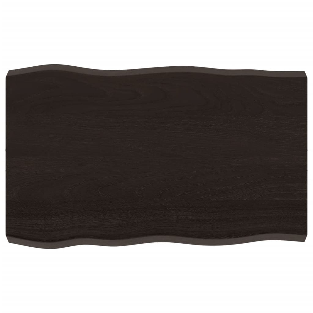 Bordplate mørkebrun80x50x(2-6)cm behandlet heltre naturlig kant