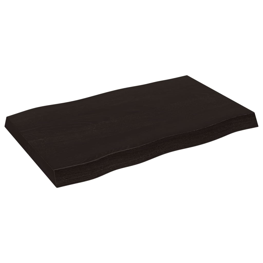 Bordplate mørkebrun80x50x(2-6)cm behandlet heltre naturlig kant