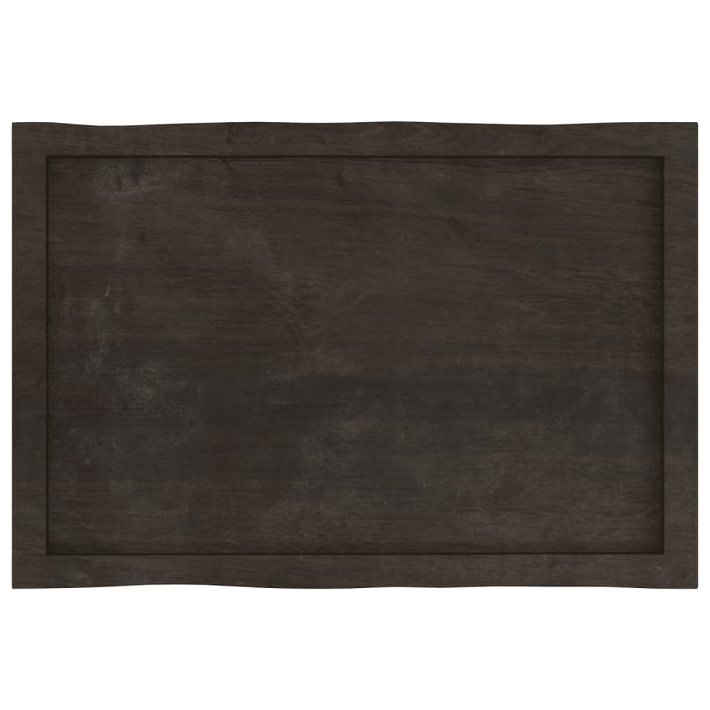 Bordplate mørkebrun80x50x(2-6)cm behandlet heltre naturlig kant