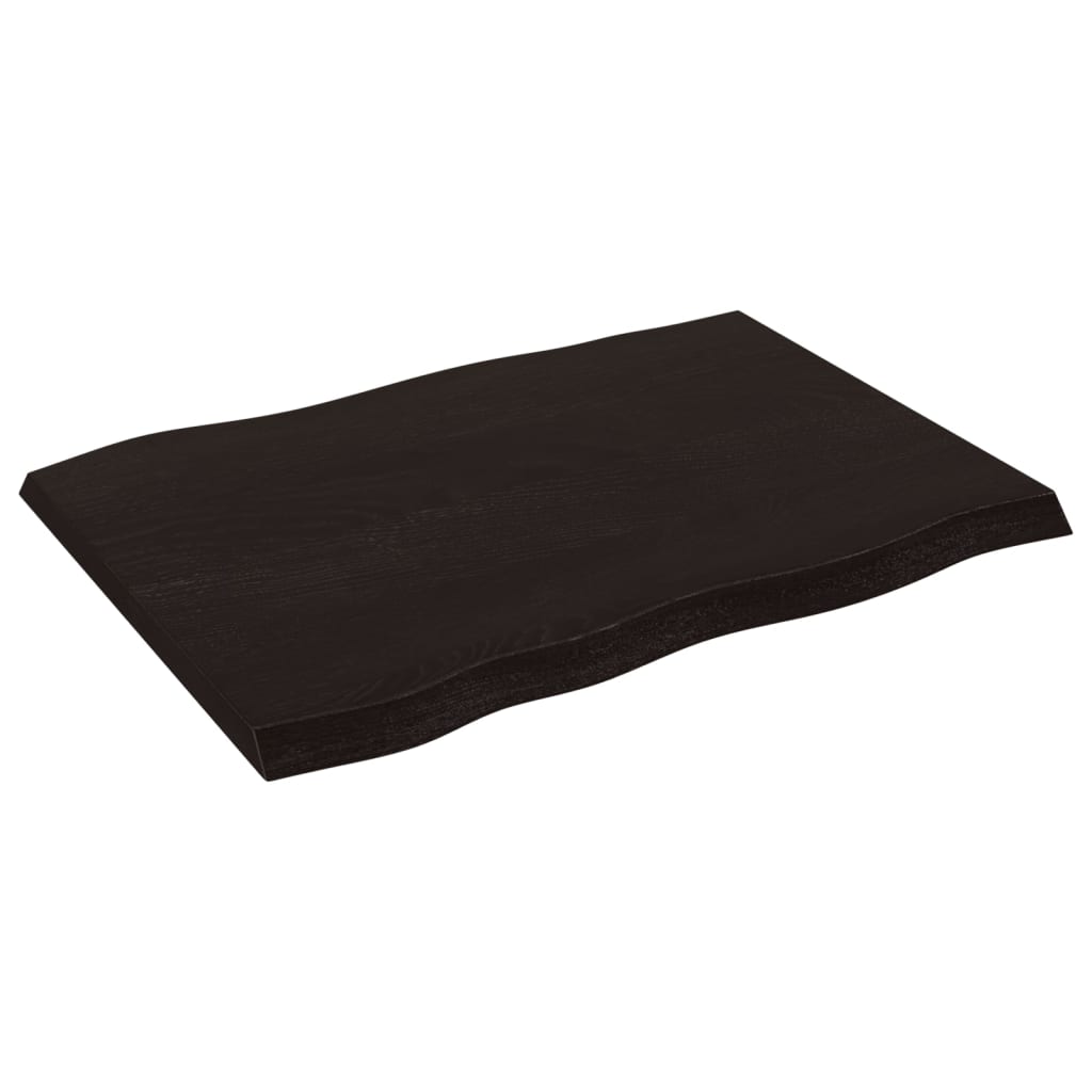 Bordplate mørkebrun80x60x(2-4)cm behandlet heltre naturlig kant
