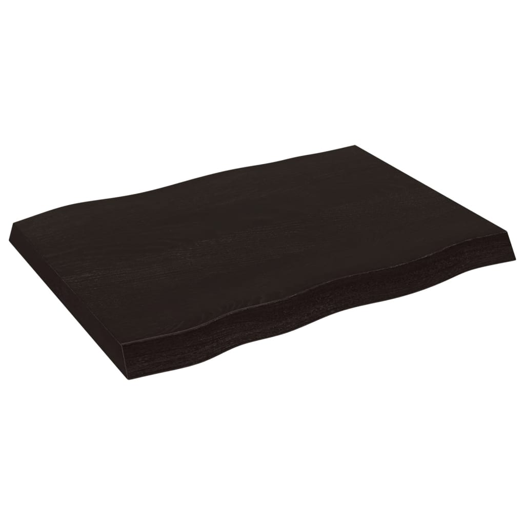 Bordplate mørkebrun80x60x(2-6)cm behandlet heltre naturlig kant
