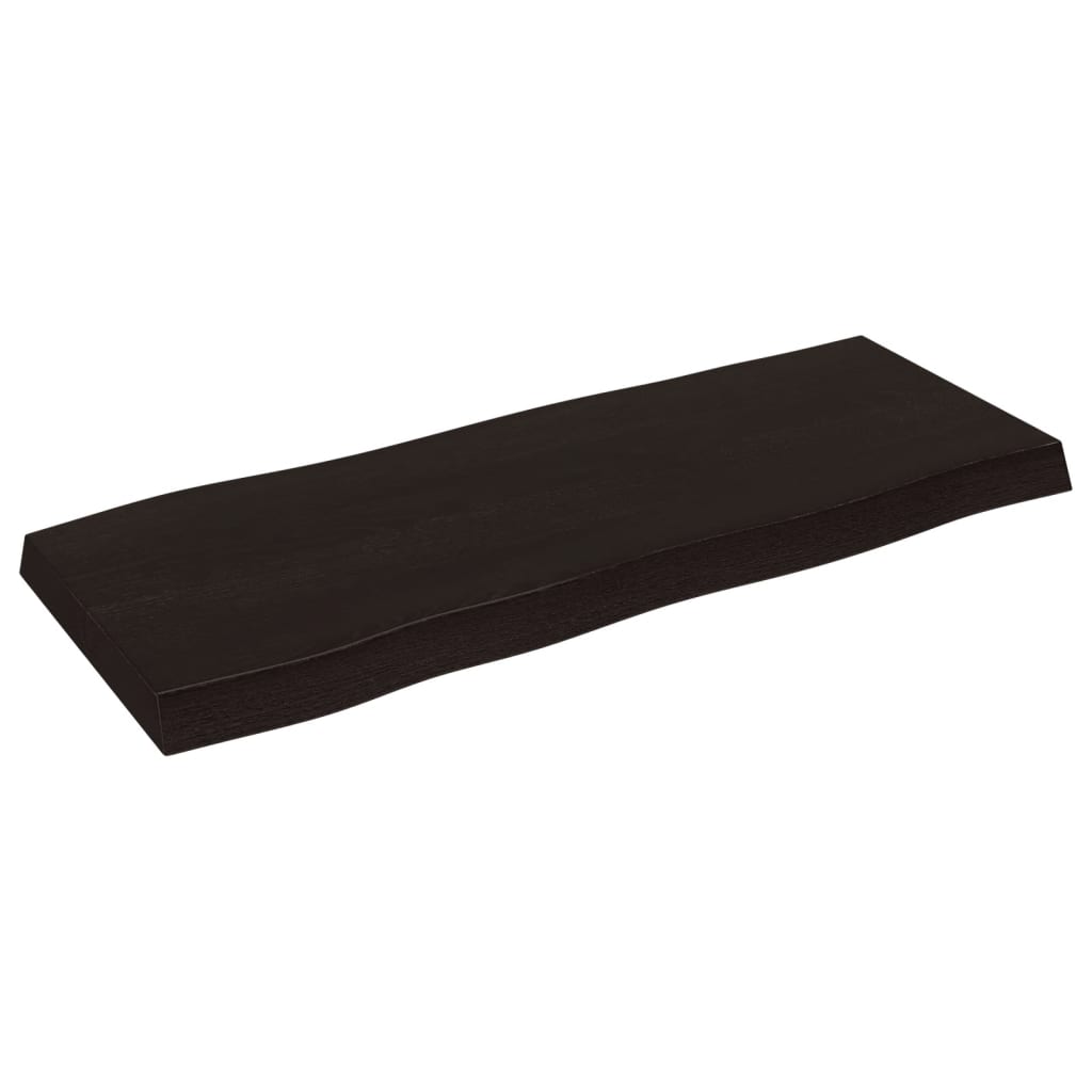 Bordplate mørkegrå 100x40x6 cm behandlet eik naturlig kant