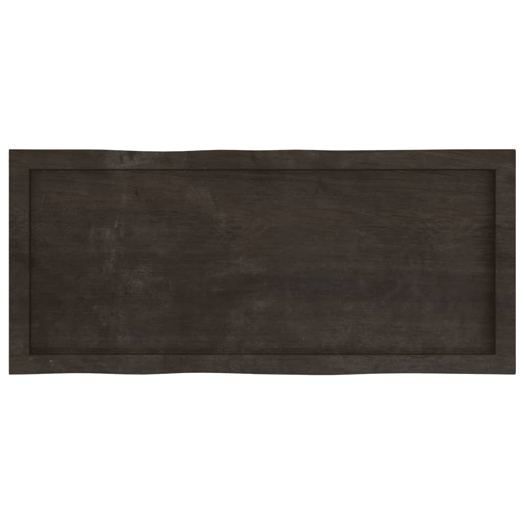 Bordplate mørkegrå 100x40x6 cm behandlet eik naturlig kant