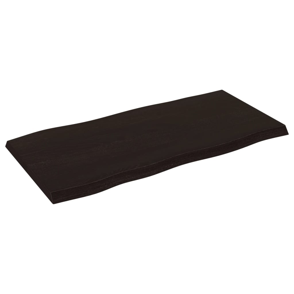 Bordplate mørkegrå 100x50x4 cm behandlet eik naturlig kant