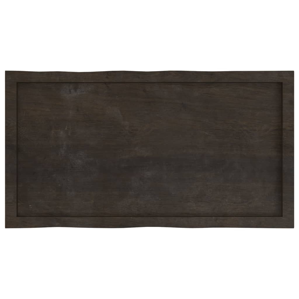 Bordplate mørkegrå 100x50x6 cm behandlet eik naturlig kant