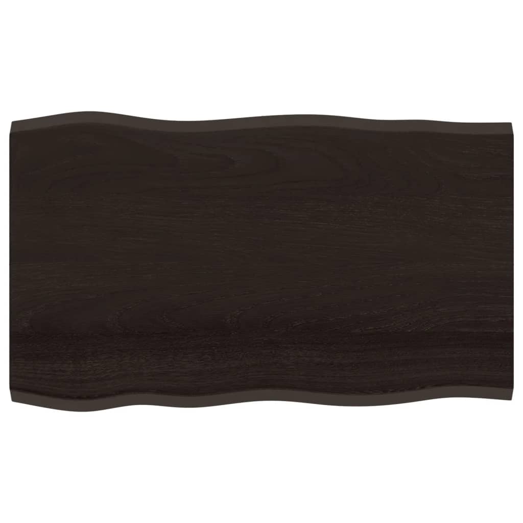 Bordplate mørkebrun 100x60x2 cm behandlet eik naturlig kant