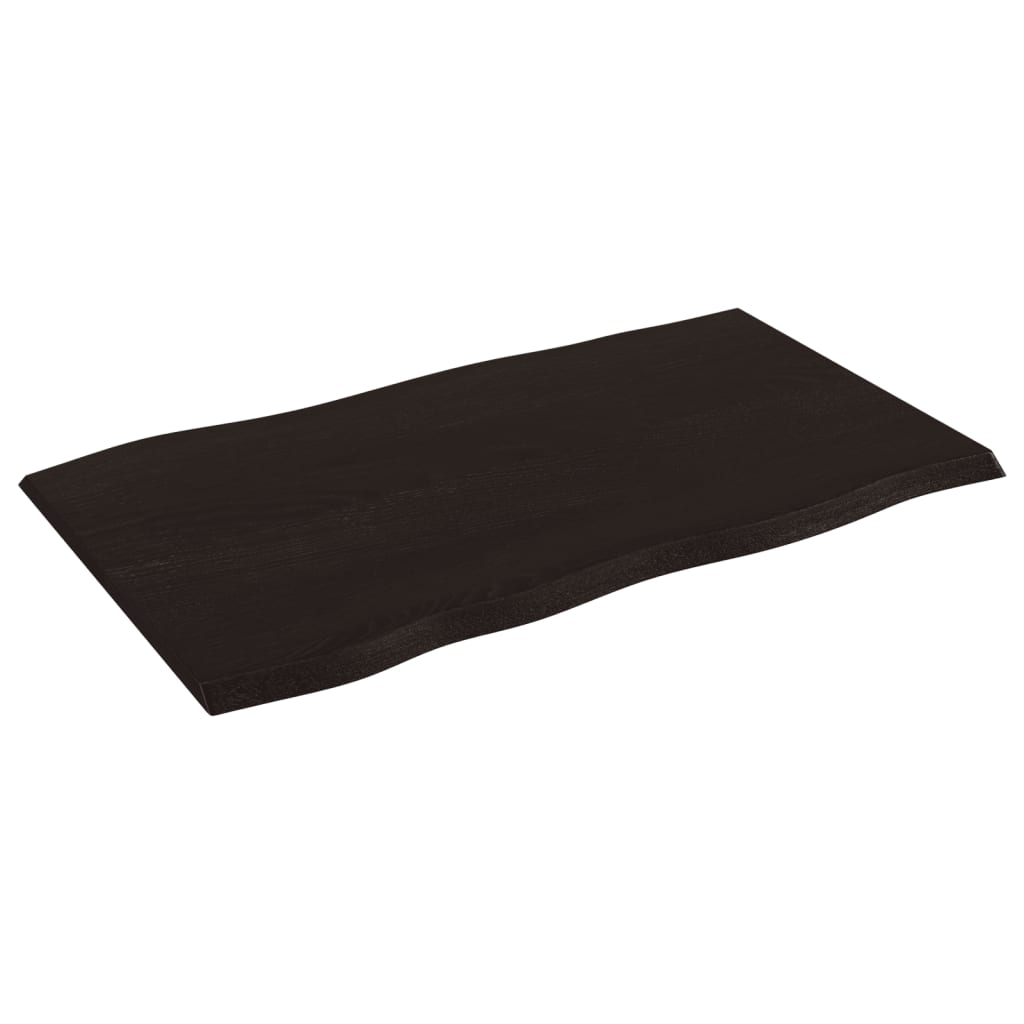Bordplate mørkebrun 100x60x2 cm behandlet eik naturlig kant