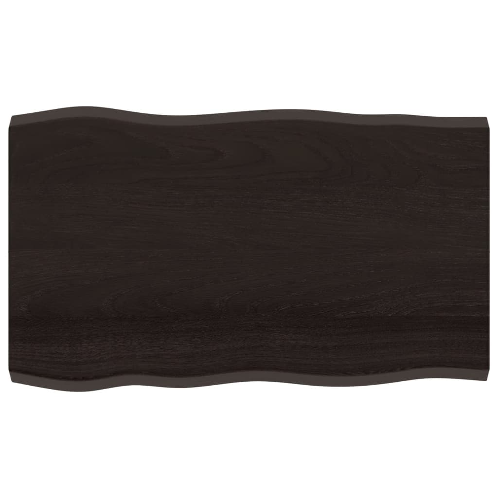 Bordplate mørkegrå 100x60x4 cm behandlet eik naturlig kant