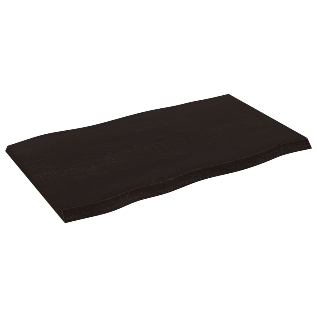 Bordplate mørkegrå 100x60x4 cm behandlet eik naturlig kant
