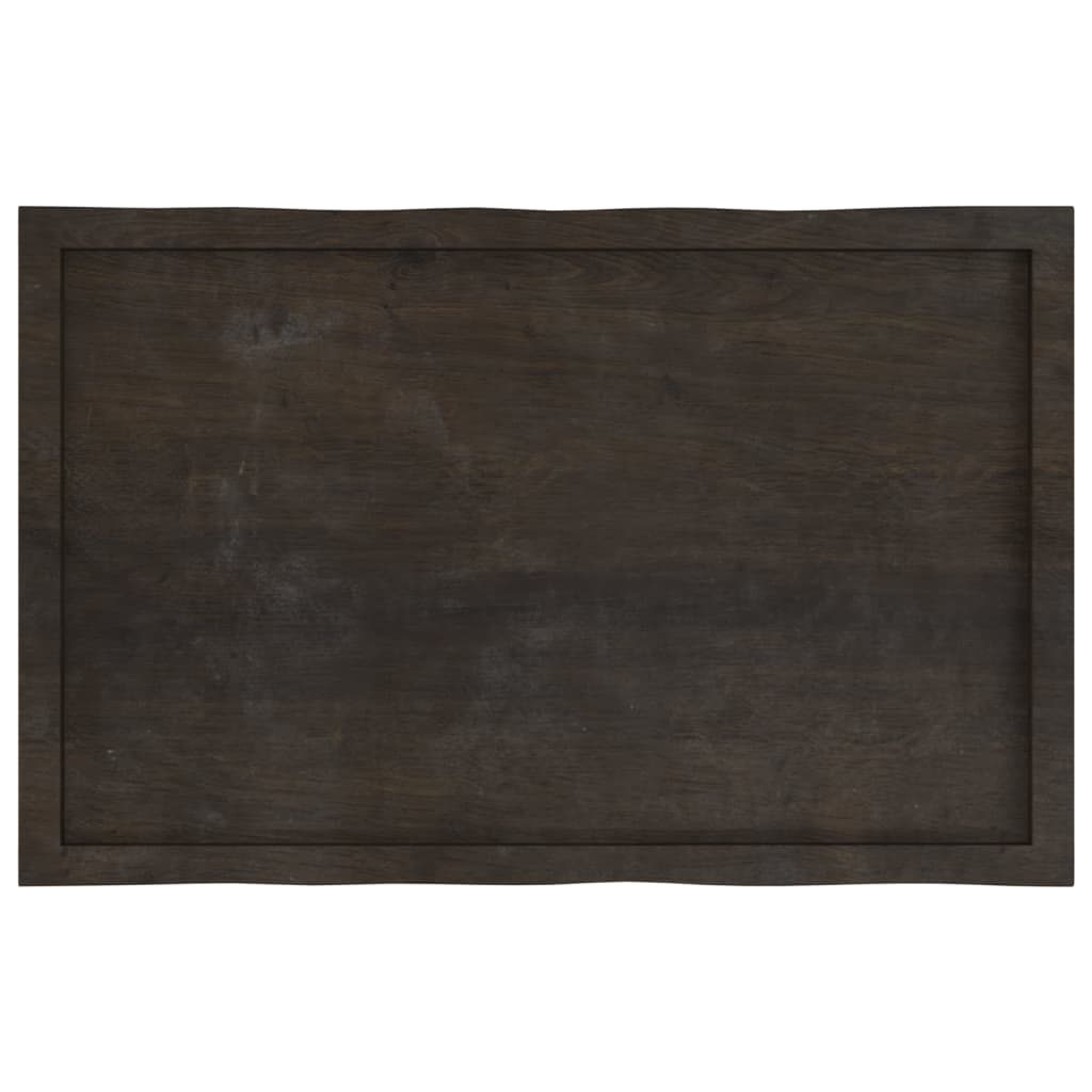 Bordplate mørkegrå 100x60x4 cm behandlet eik naturlig kant