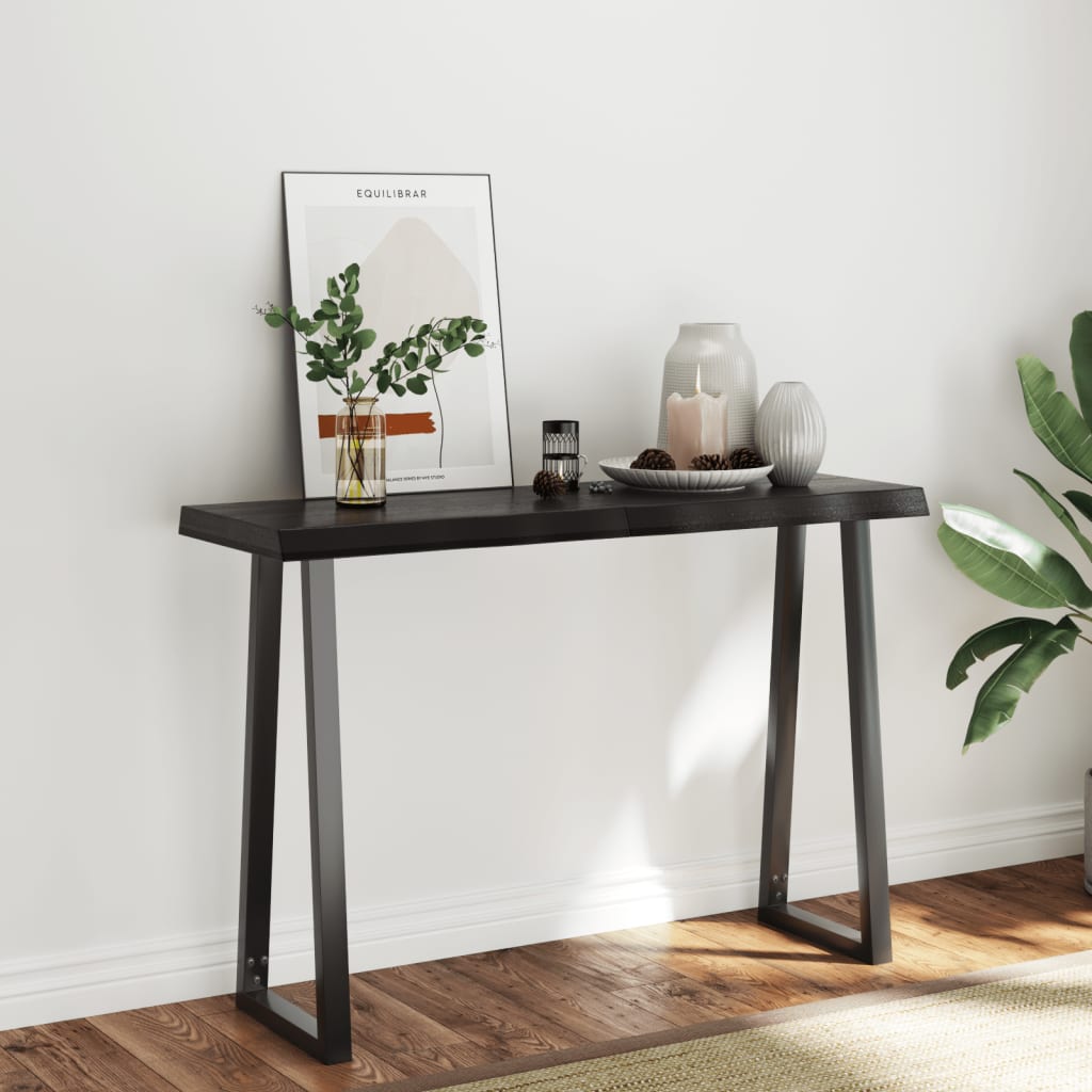 Bordplate mørkegrå 120x40x6 cm behandlet eik naturlig kant