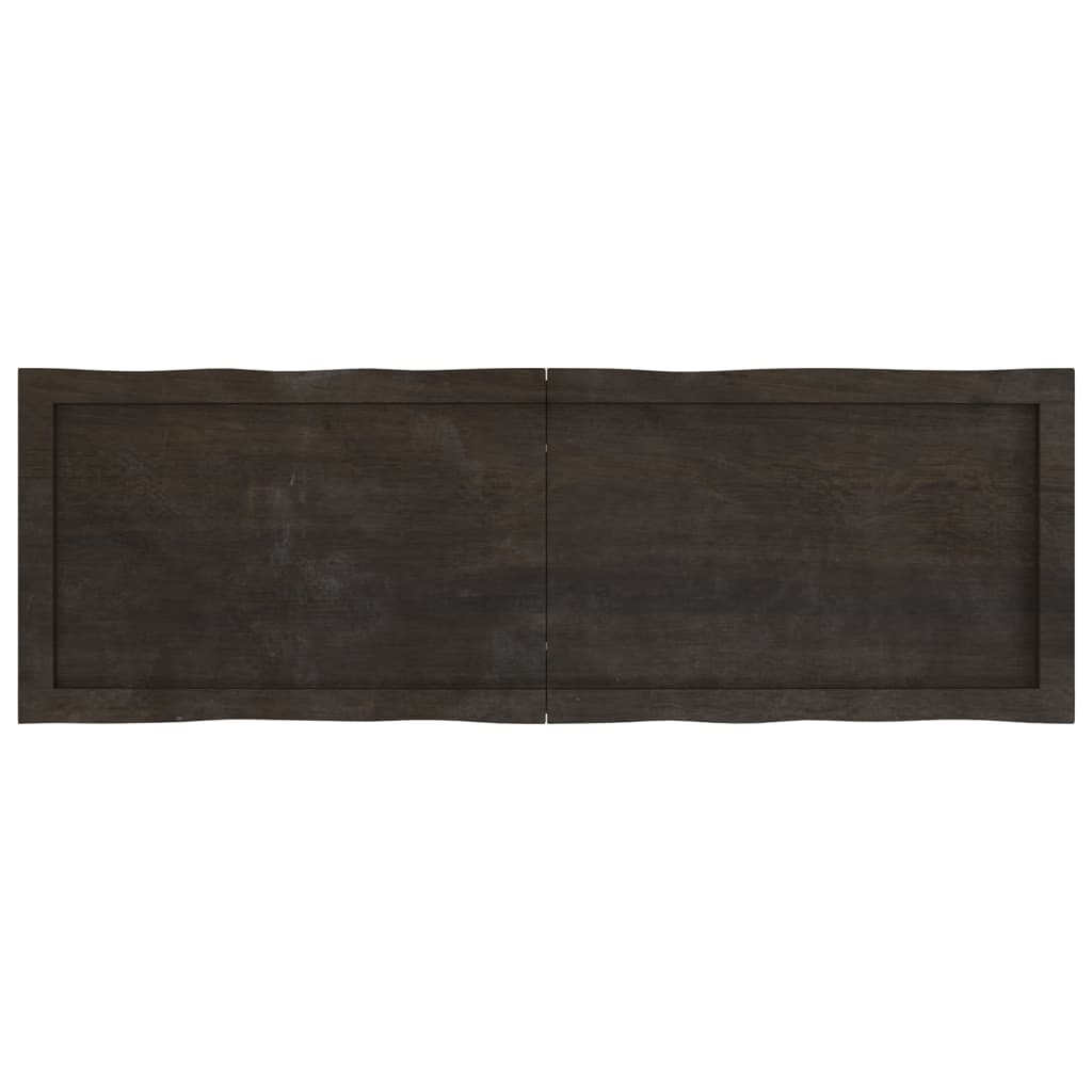 Bordplate mørkegrå 120x40x6 cm behandlet eik naturlig kant