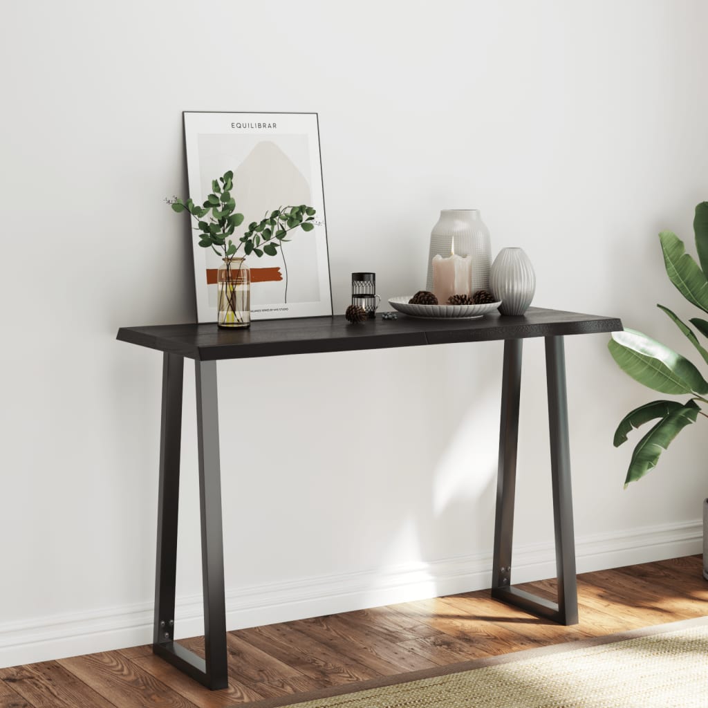 Bordplate mørkegrå 120x50x4 cm behandlet eik naturlig kant