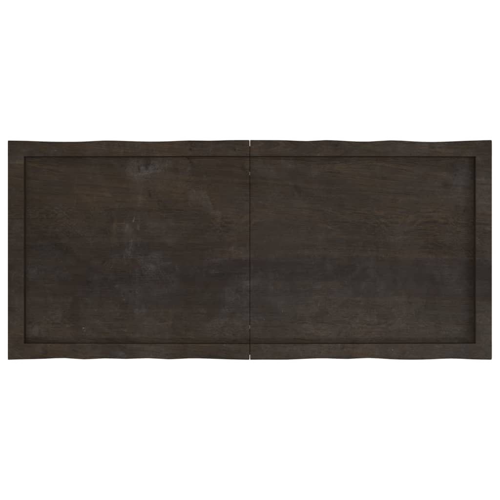 Bordplate mørkegrå 120x50x4 cm behandlet eik naturlig kant