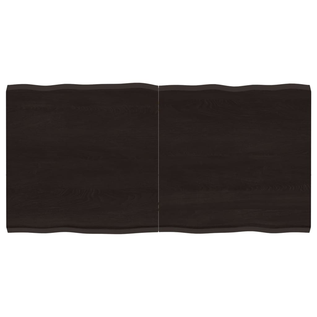 Bordplate mørkegrå 120x60x4 cm behandlet eik naturlig kant